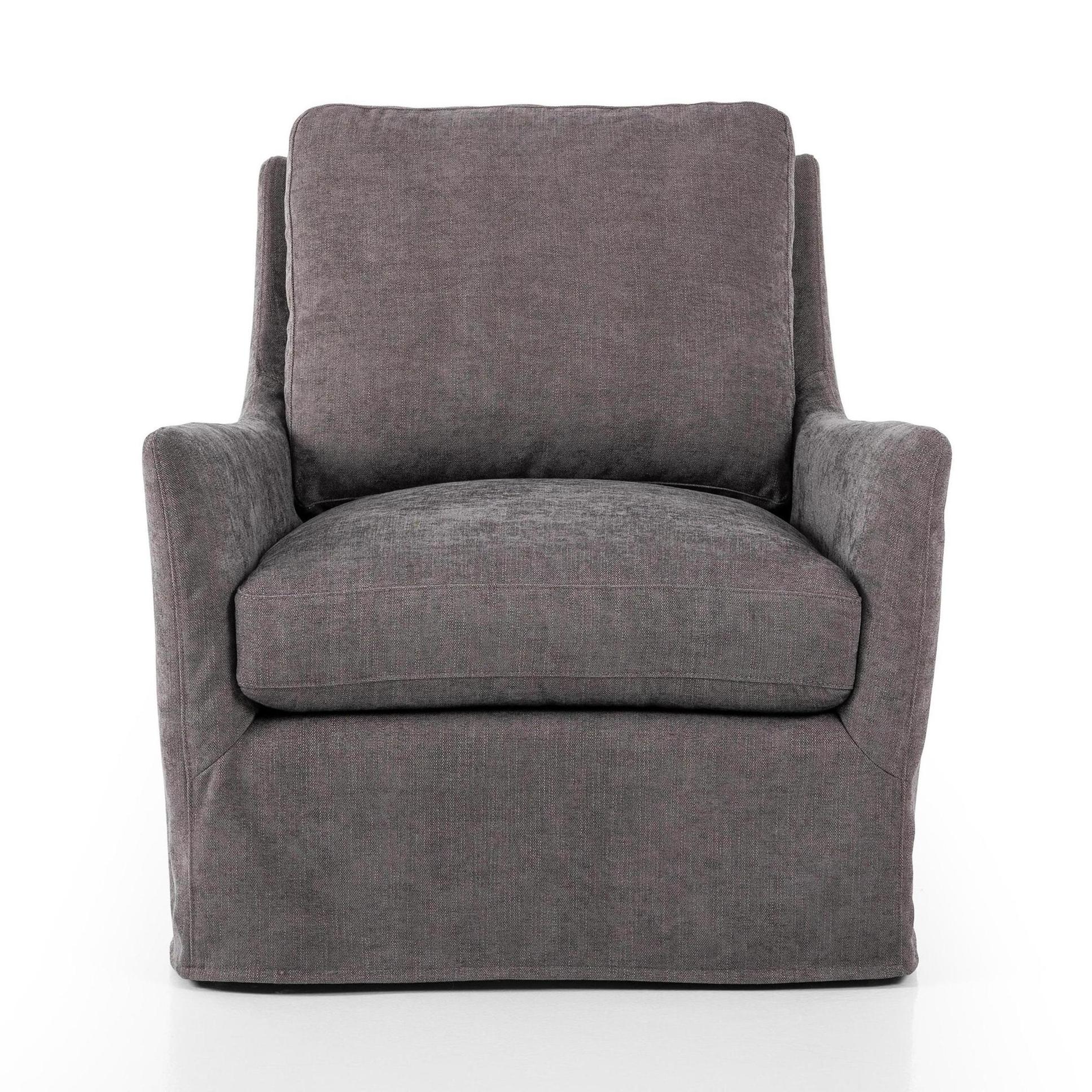 Sabine Slipcover Swivel Chair - smoke -  front view