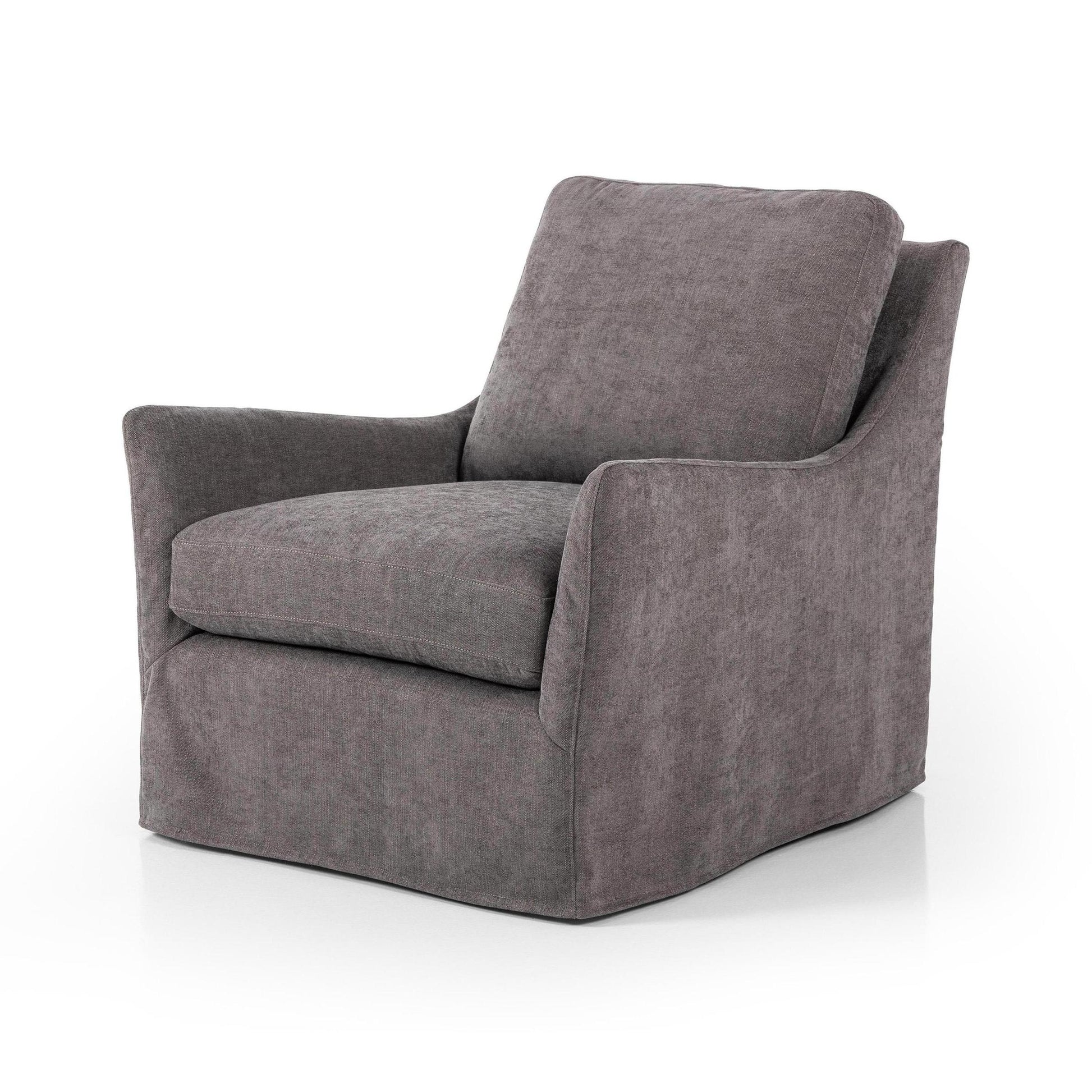 Sabine Slipcover Swivel Chair - smoke - angled
