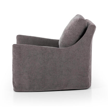 Sabine Slipcover Swivel Chair - smoke - side view