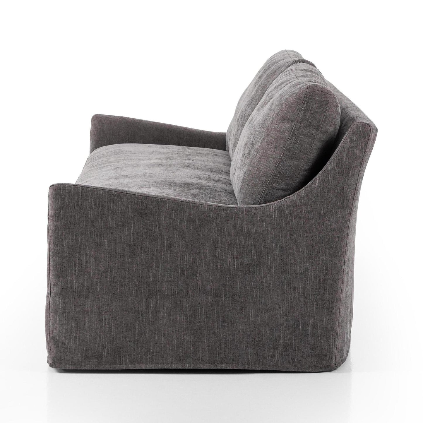 Sabine Slipcover Sofa - smoke - side view
