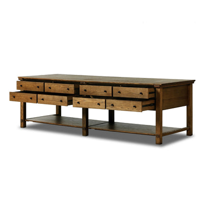 118" Dahlia Kitchen Island shown with drawers open