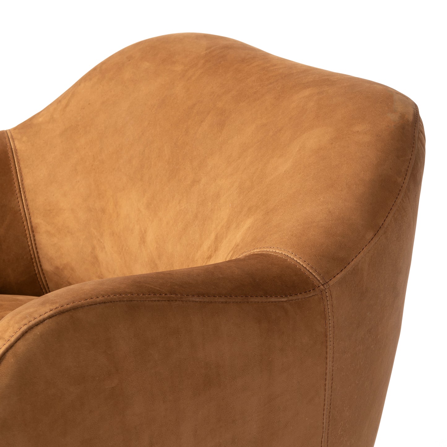 Nubuck Cognac Caesar Swivel Chair up close