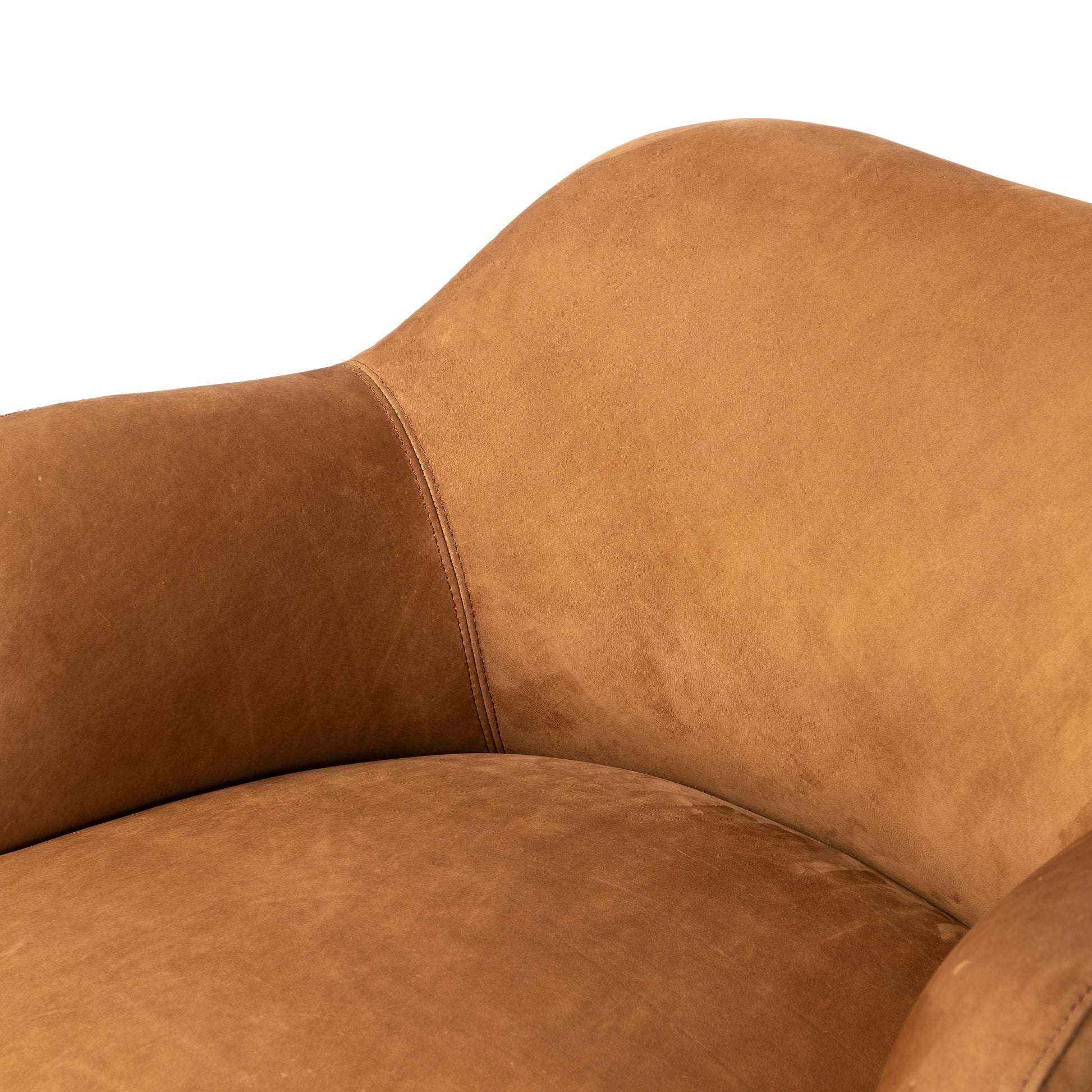 Nubuck Cognac Caesar Swivel Chair up close