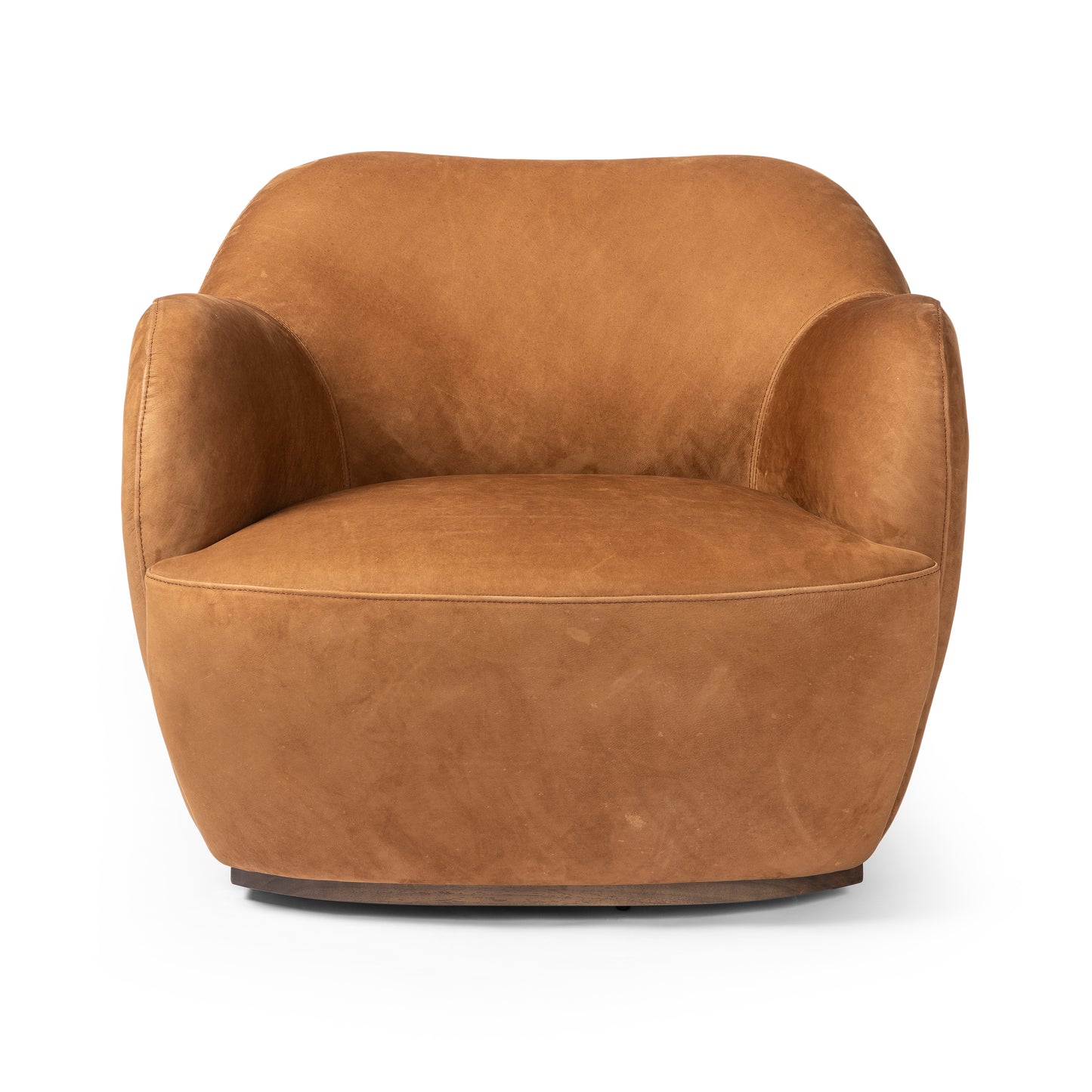Nubuck Cognac Caesar Swivel Chair front