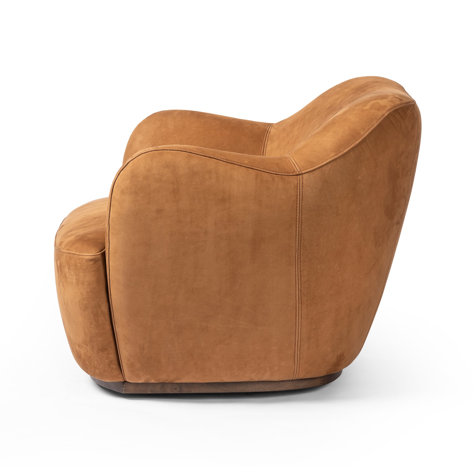 Nubuck Cognac Caesar Swivel Chair side