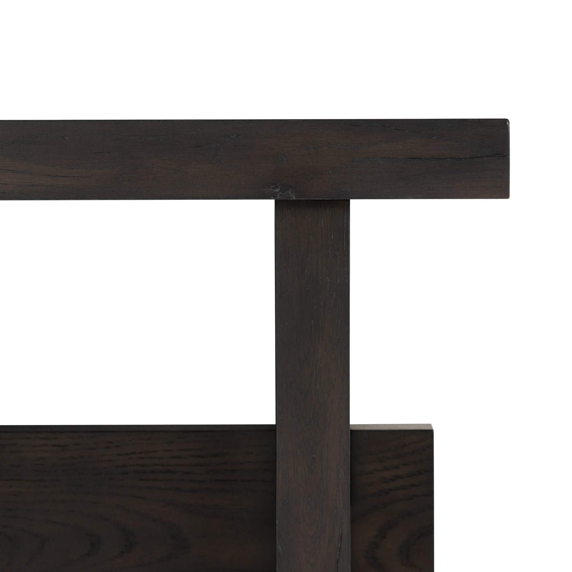 Smoked Black Edison End Table tabletop from side up close