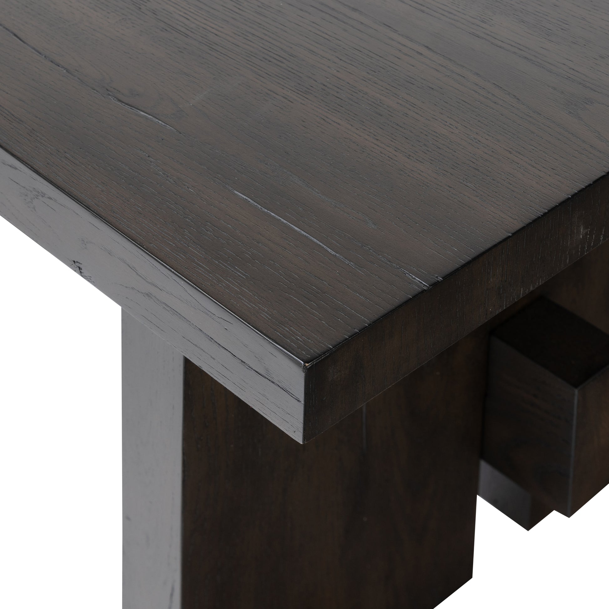 Smoked Black Edison End Table top corner up close