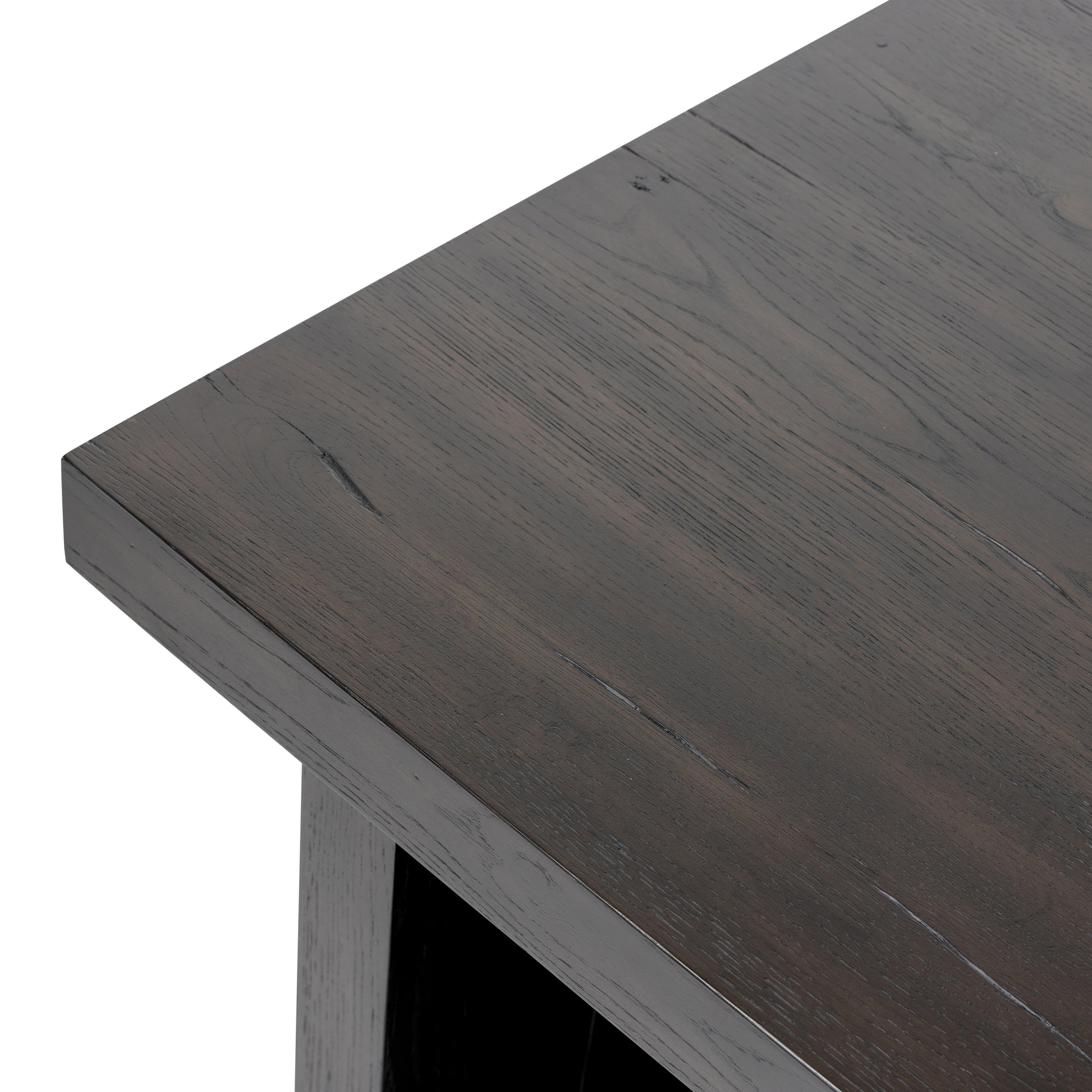 Smoked Black Edison End Table top corner up close