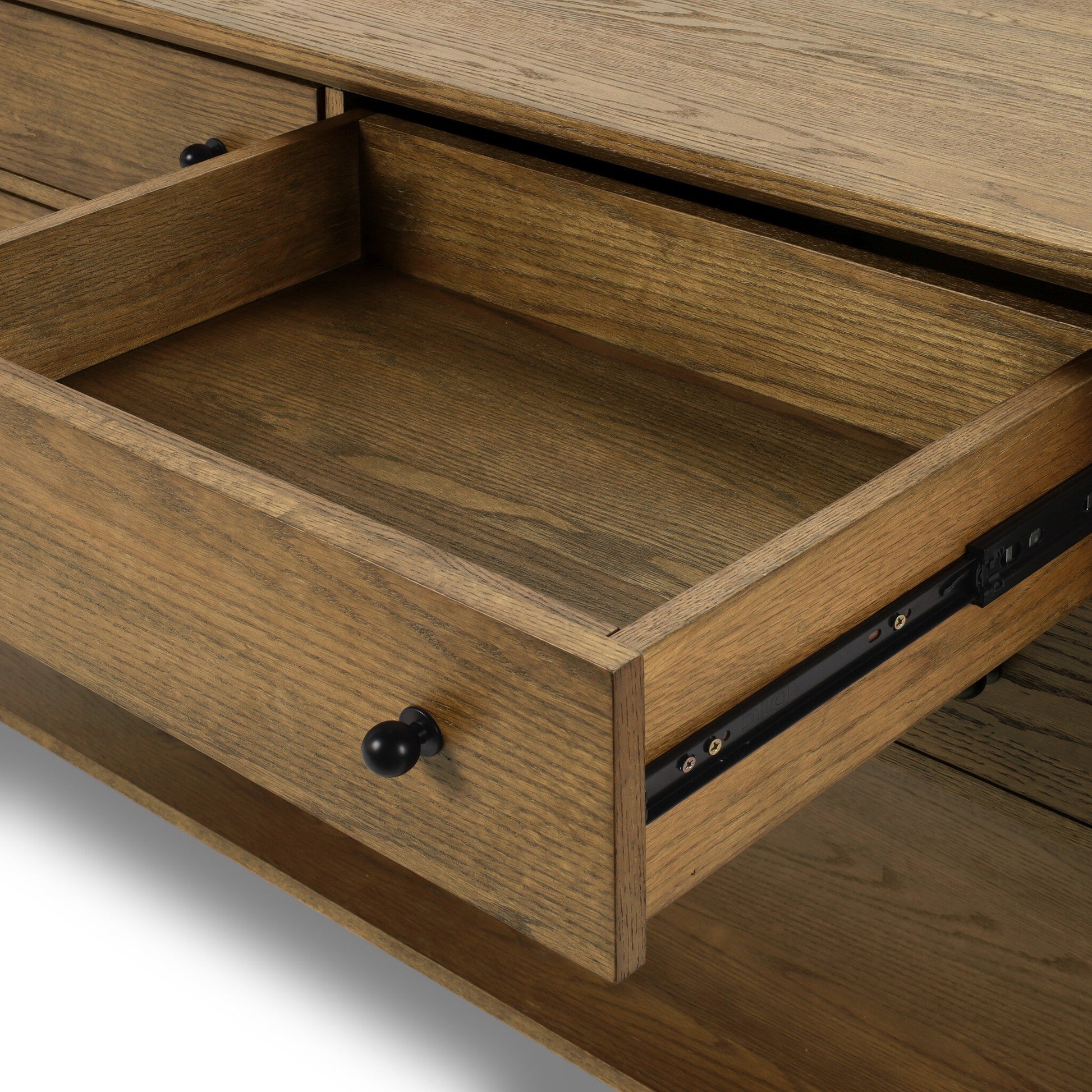 Dahlia Kitchen Island shown up close with drawer open