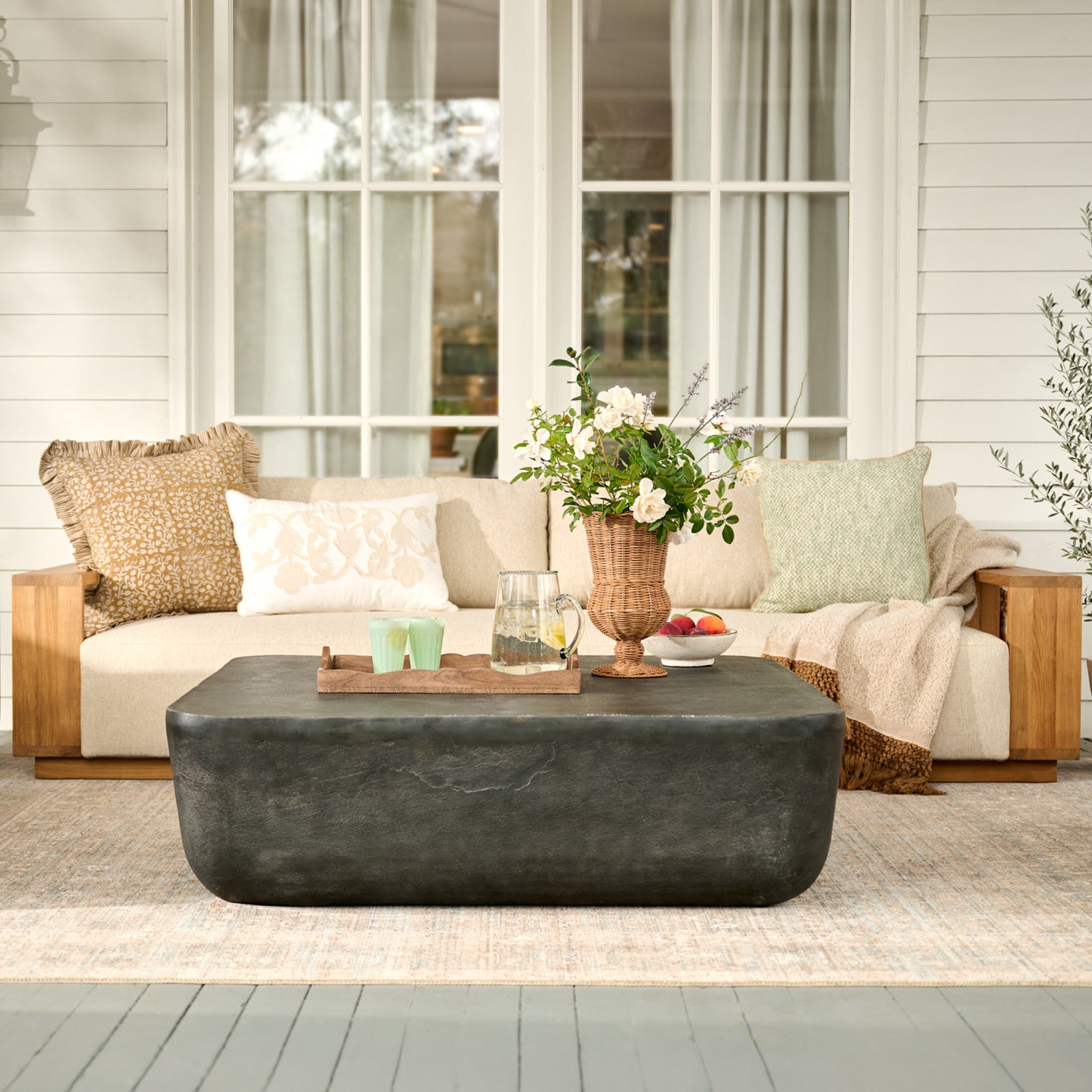 Evie Coffee Table on a porch