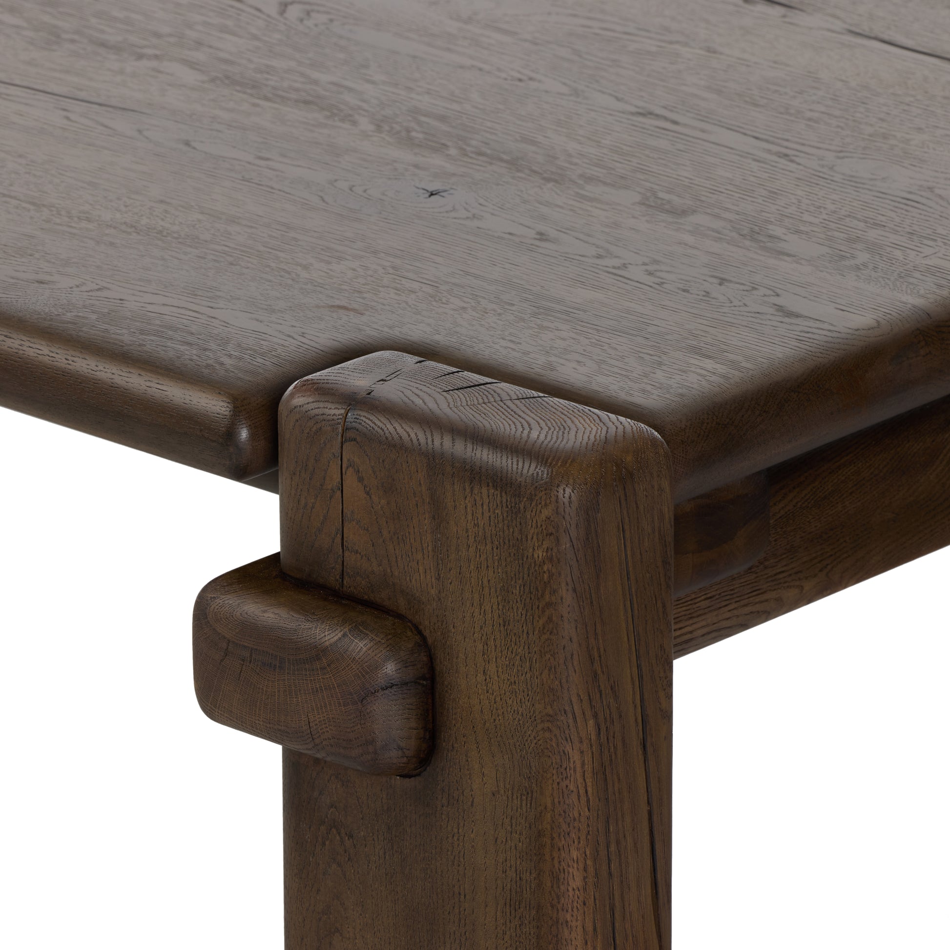 Grey Reclaimed French Oak angled close up top of leg view