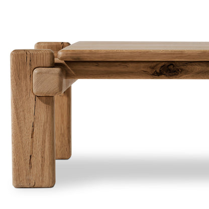 Natural Reclaimed French Oak close up front view underneath table