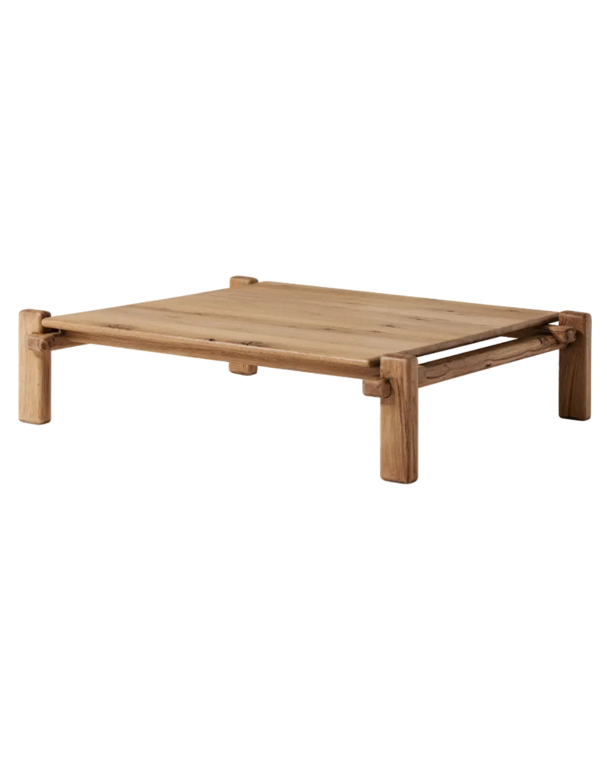 Brady Square Coffee Table in Natural Reclaimed French Oak angled view