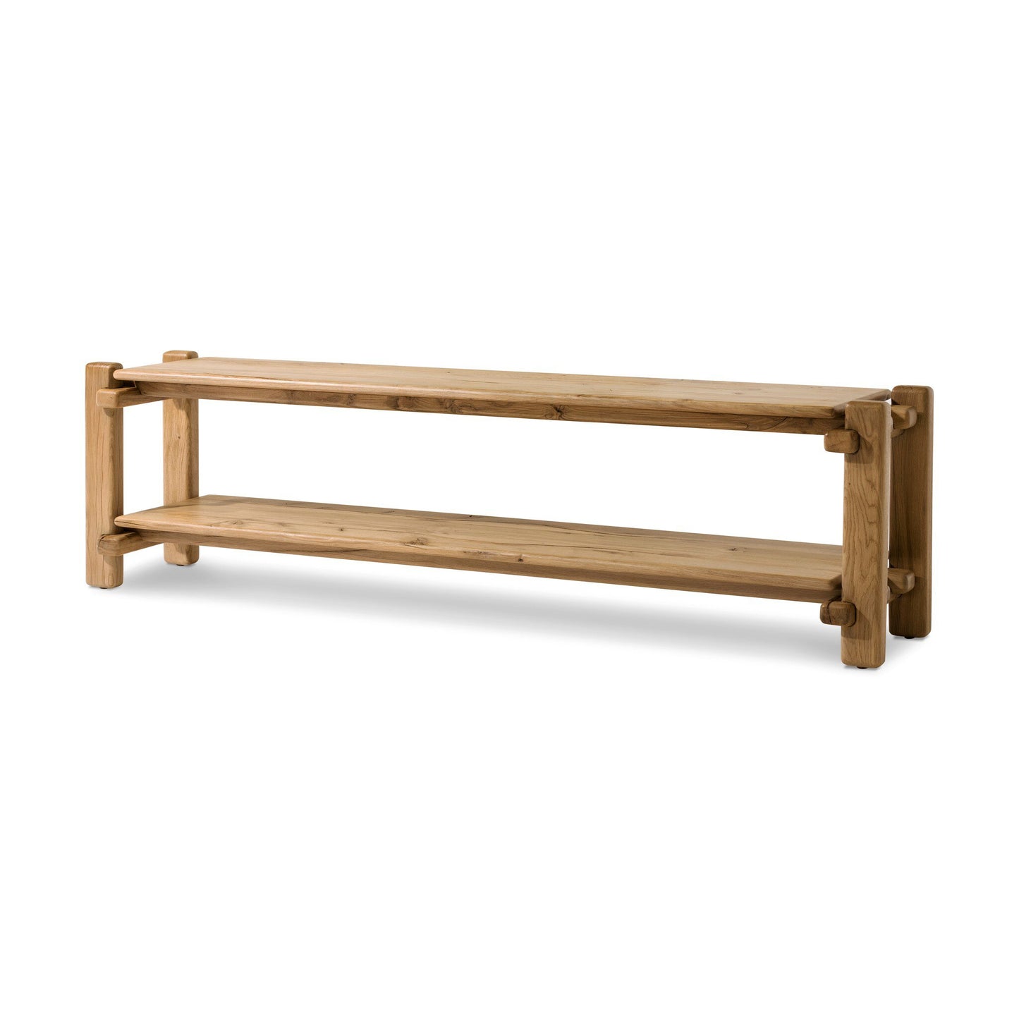 Brady Low Console Table in Natural Reclaimed French Oak angled view
