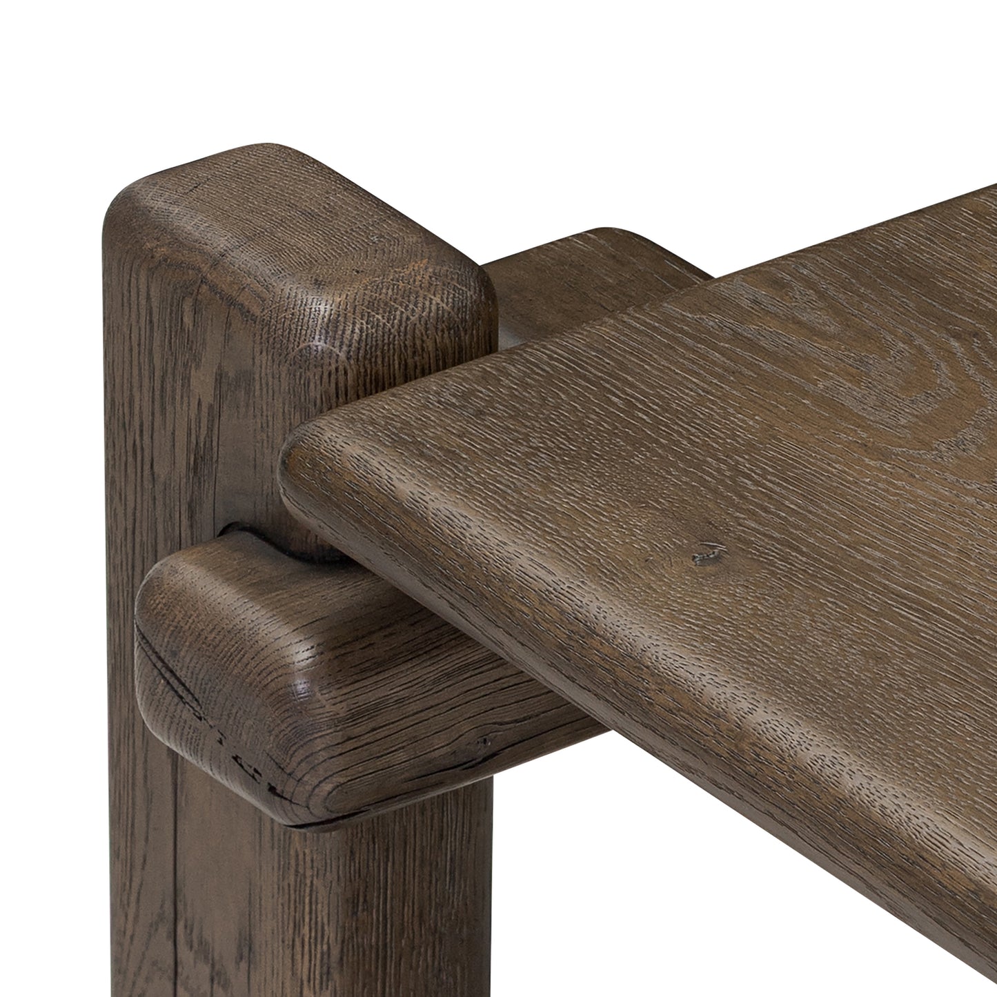 Brady Low Console Table angled top of table view