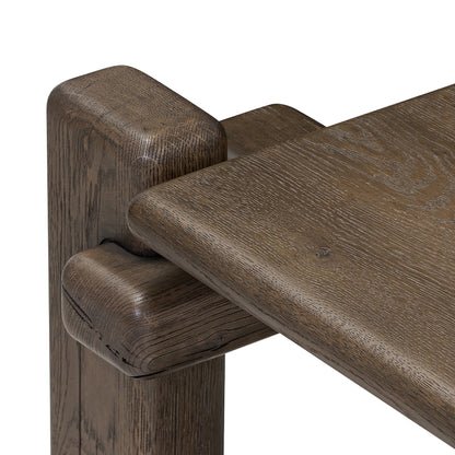 Brady Low Console Table angled top of table view