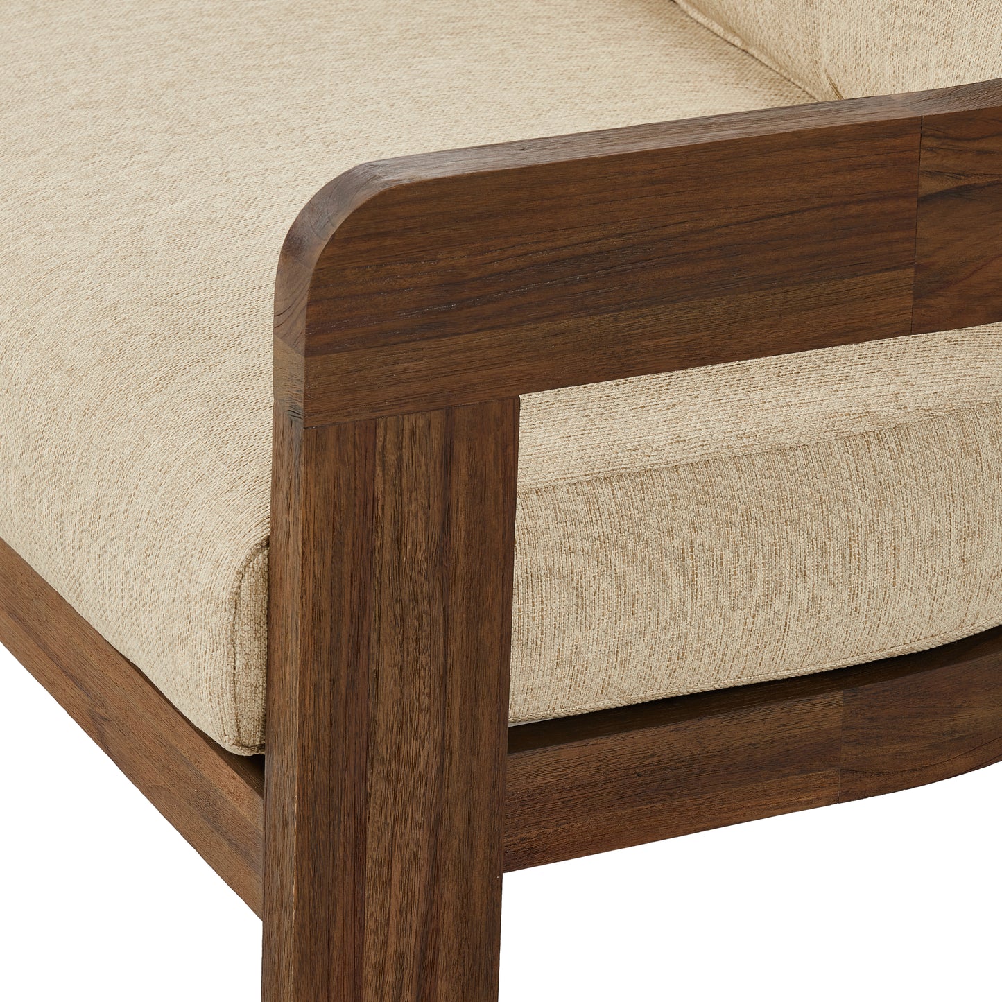 Caspian Outdoor Sofa close up view of armrest