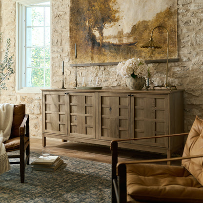 Cara Sideboard in aged natural oak in a room