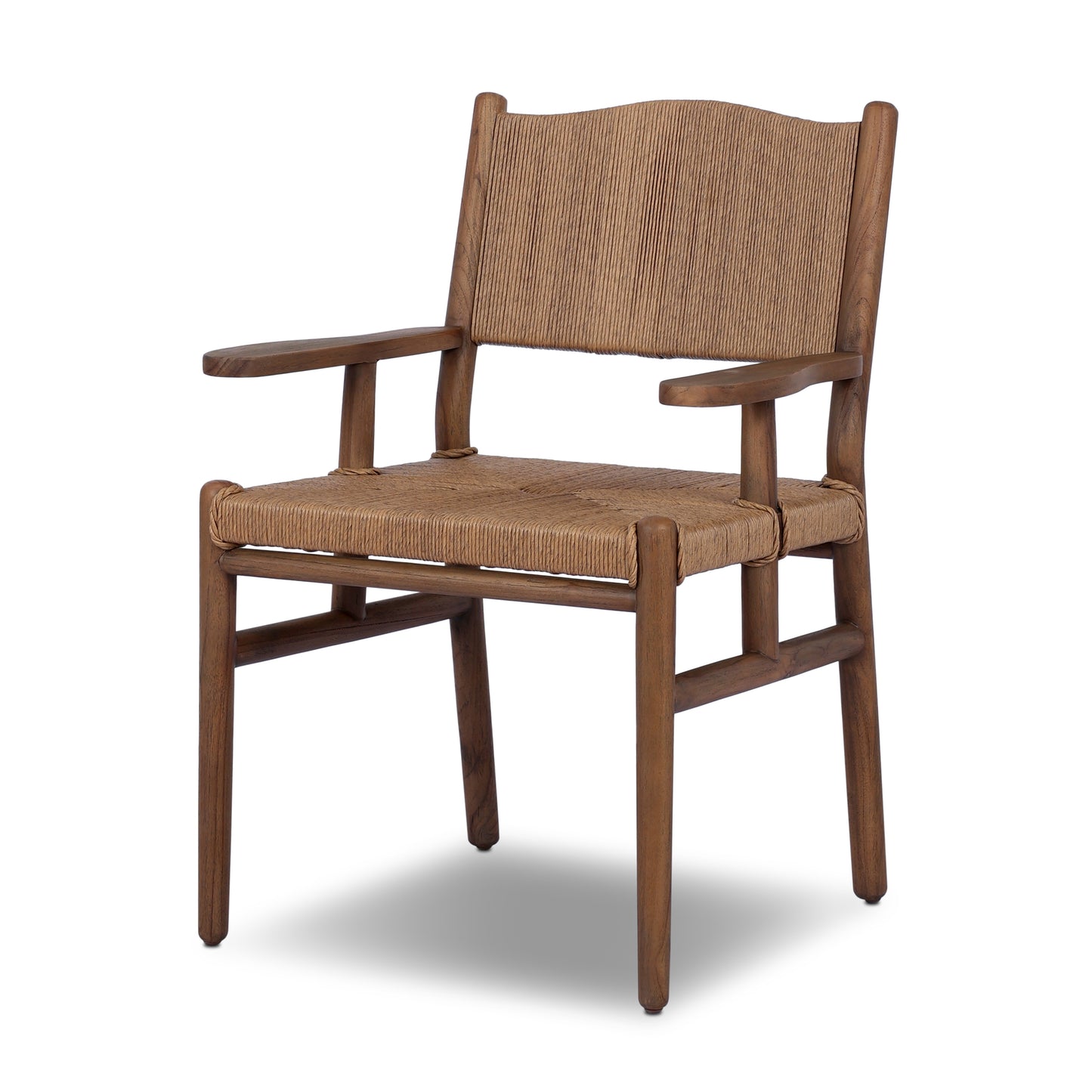 Maris Outdoor Dining Armchair in Stained Toasted Brown angled view