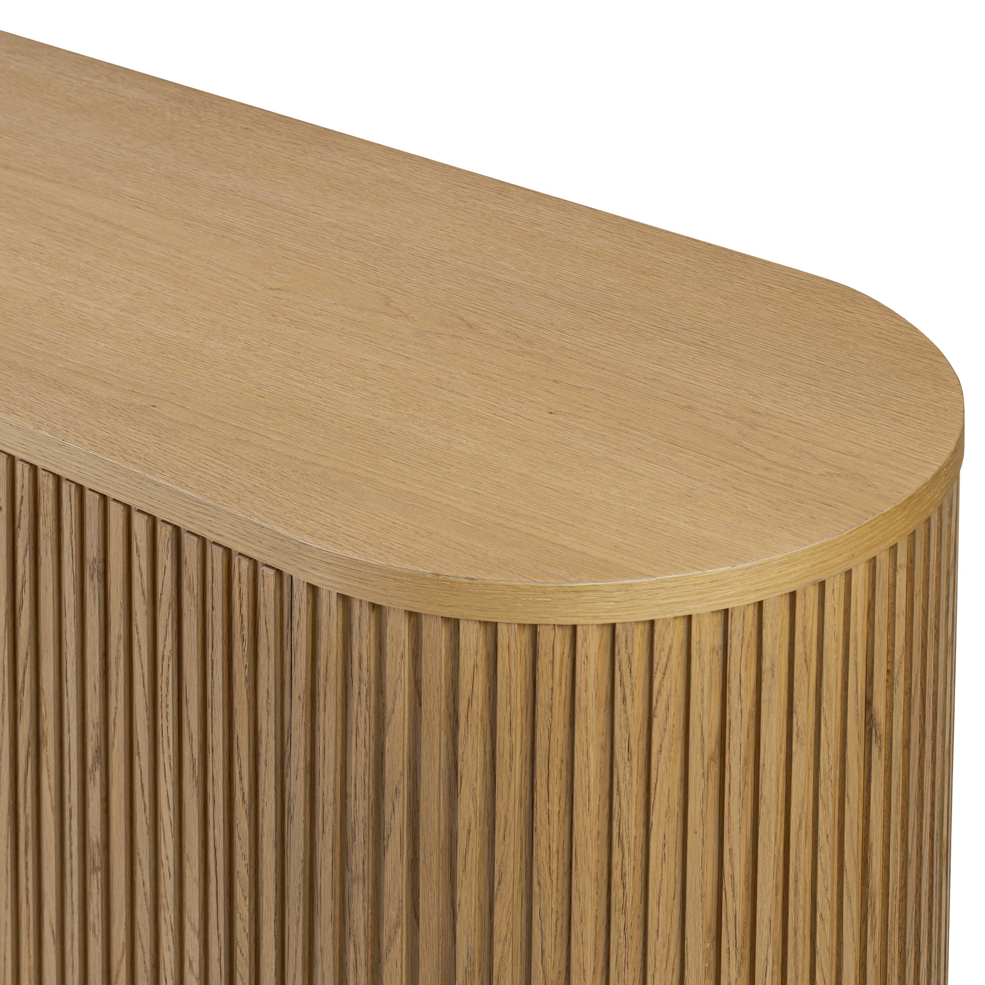 Desert Oak close up top of console table view