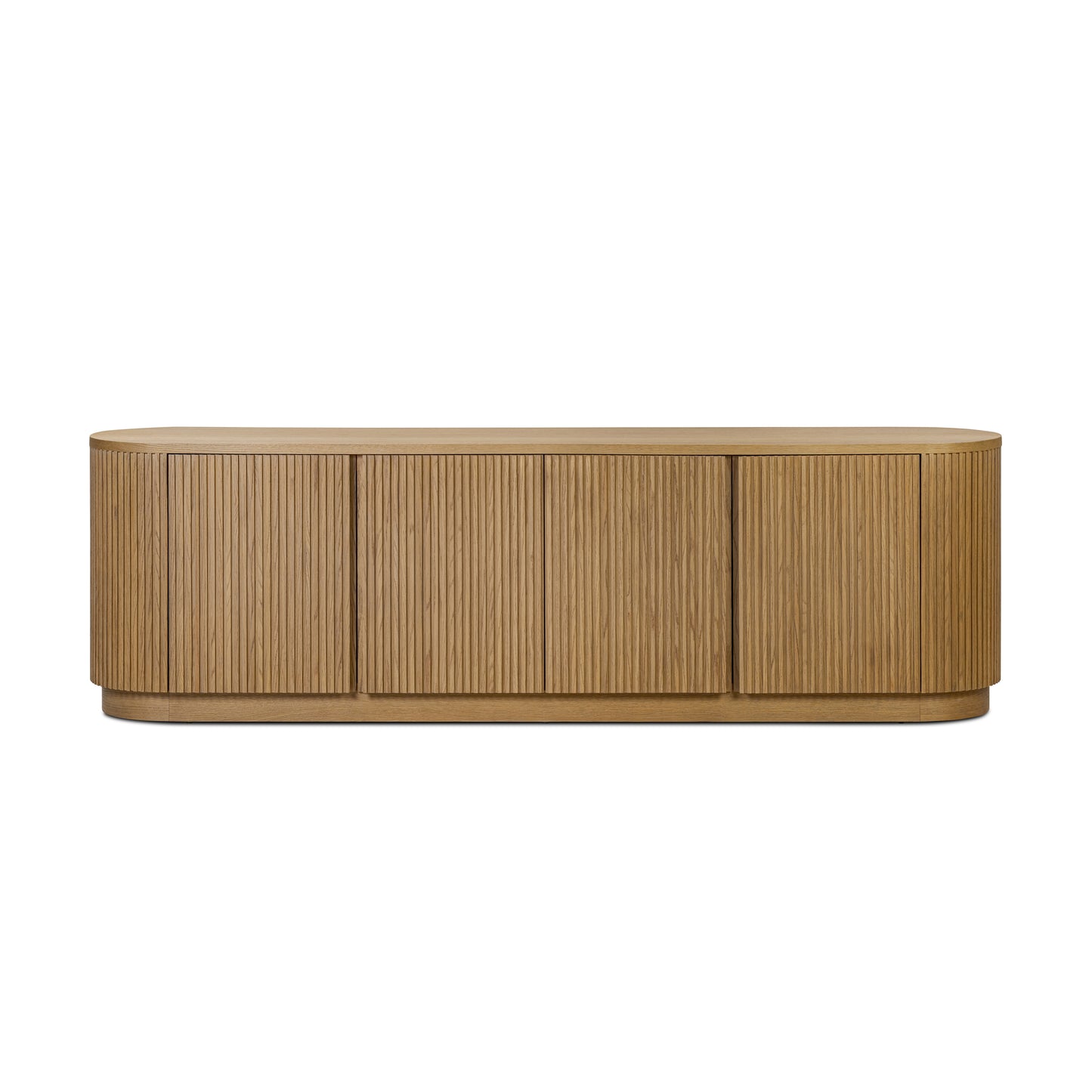 Delphine Media Console in Desert Oak front view