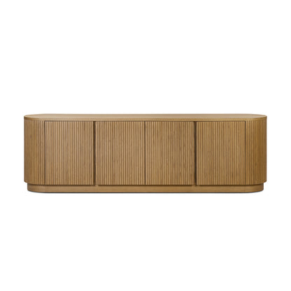 Delphine Media Console in Desert Oak front view