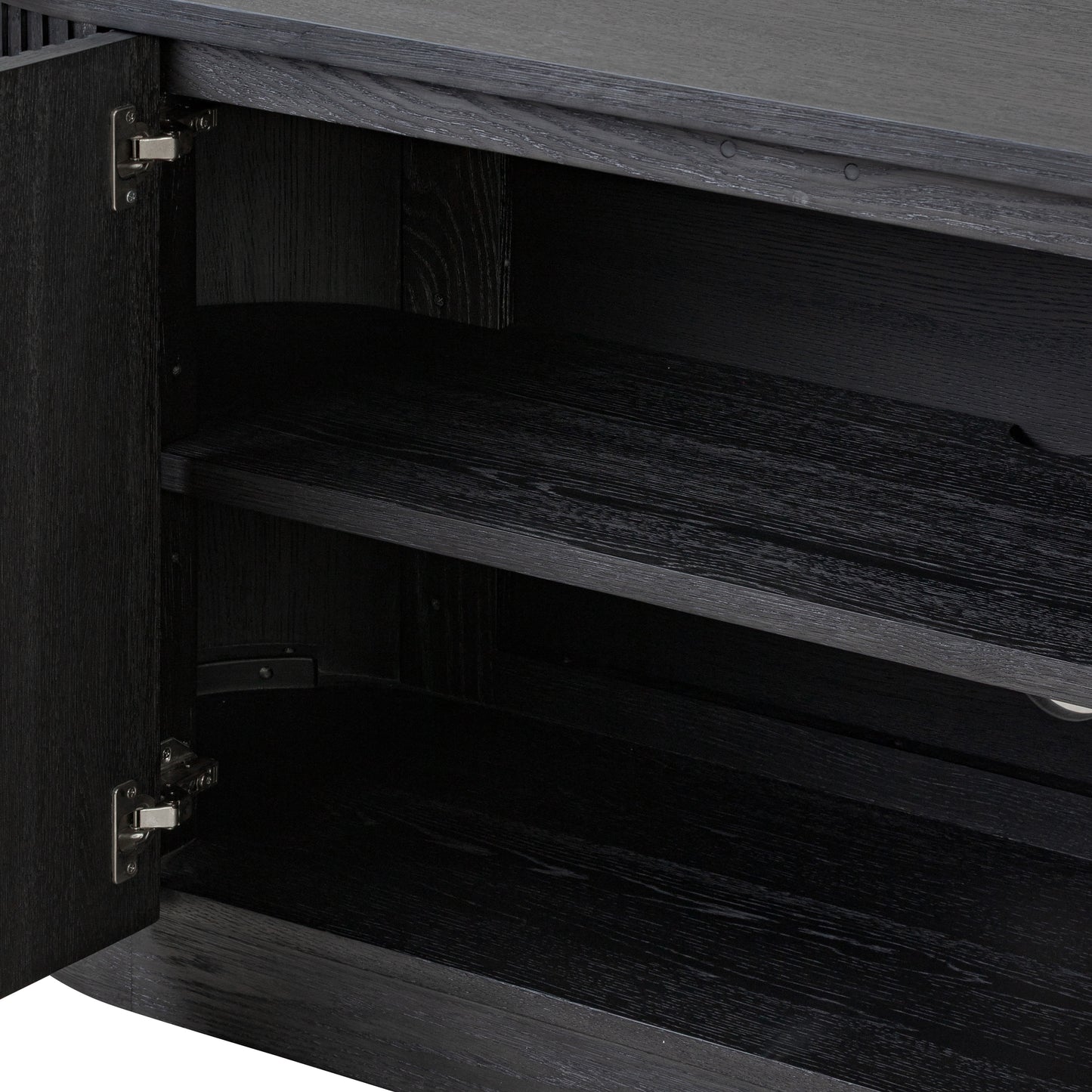  Cerused Black Oak close up inside shelving view