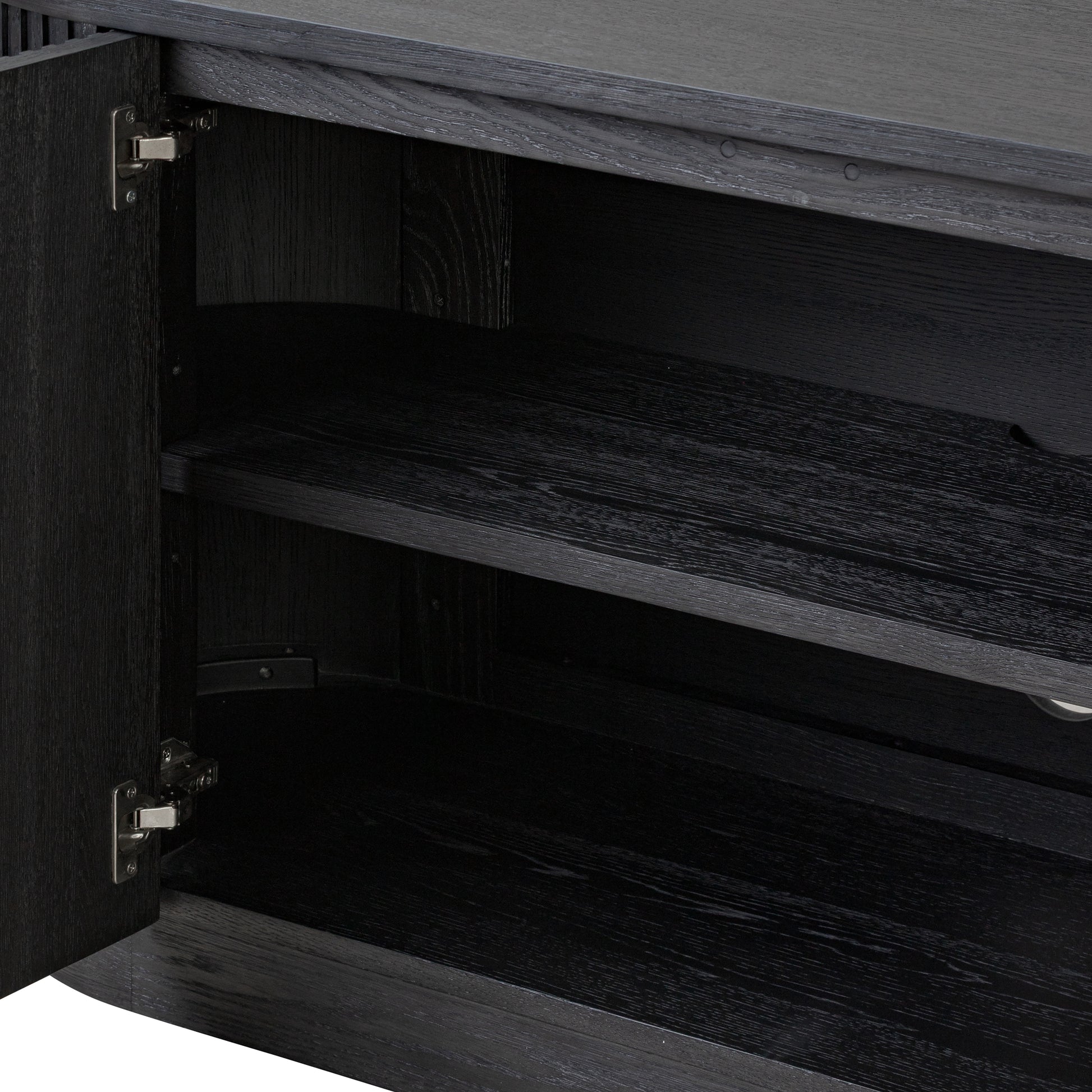  Cerused Black Oak close up inside shelving view