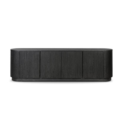 Delphine Media Console in Cerused Black Oak front view