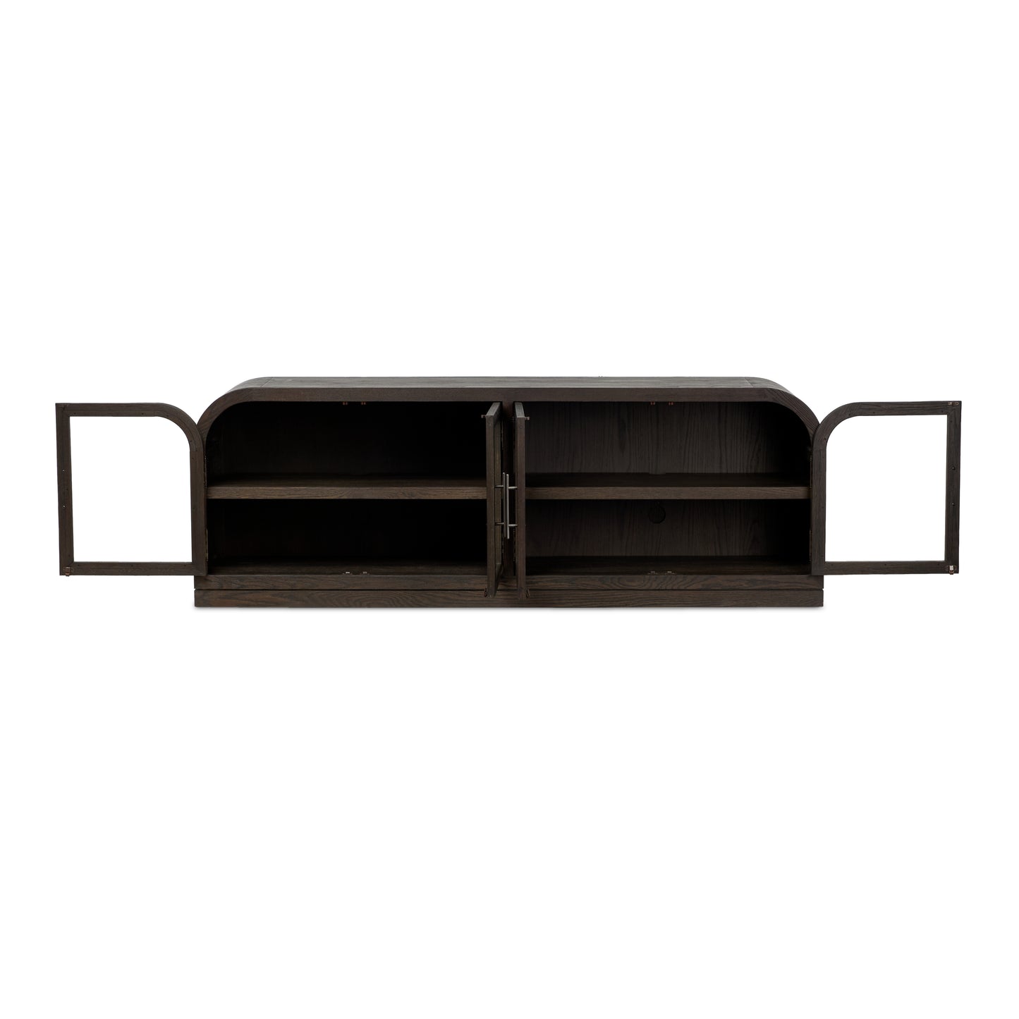 Sabrina Media Console shown with doors open
