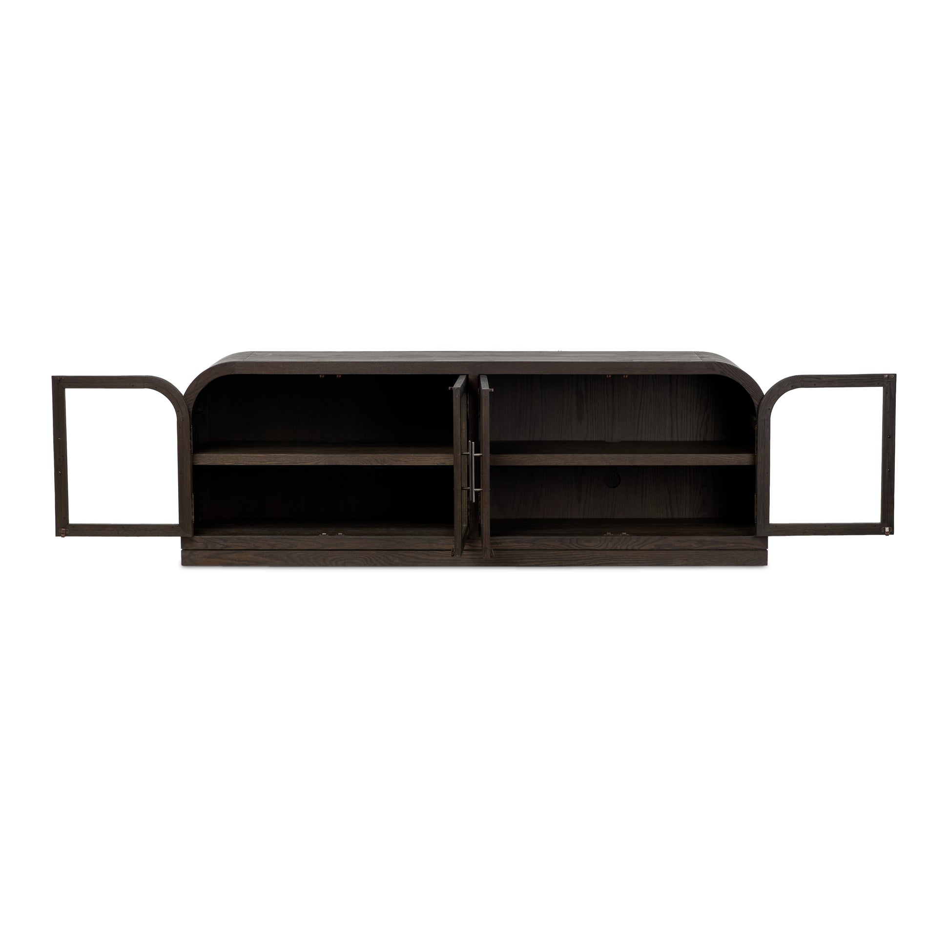Sabrina Media Console shown with doors open