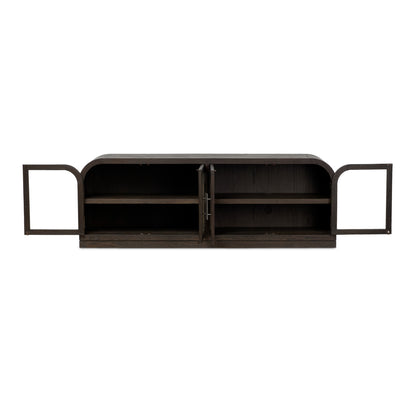 Sabrina Media Console shown with doors open