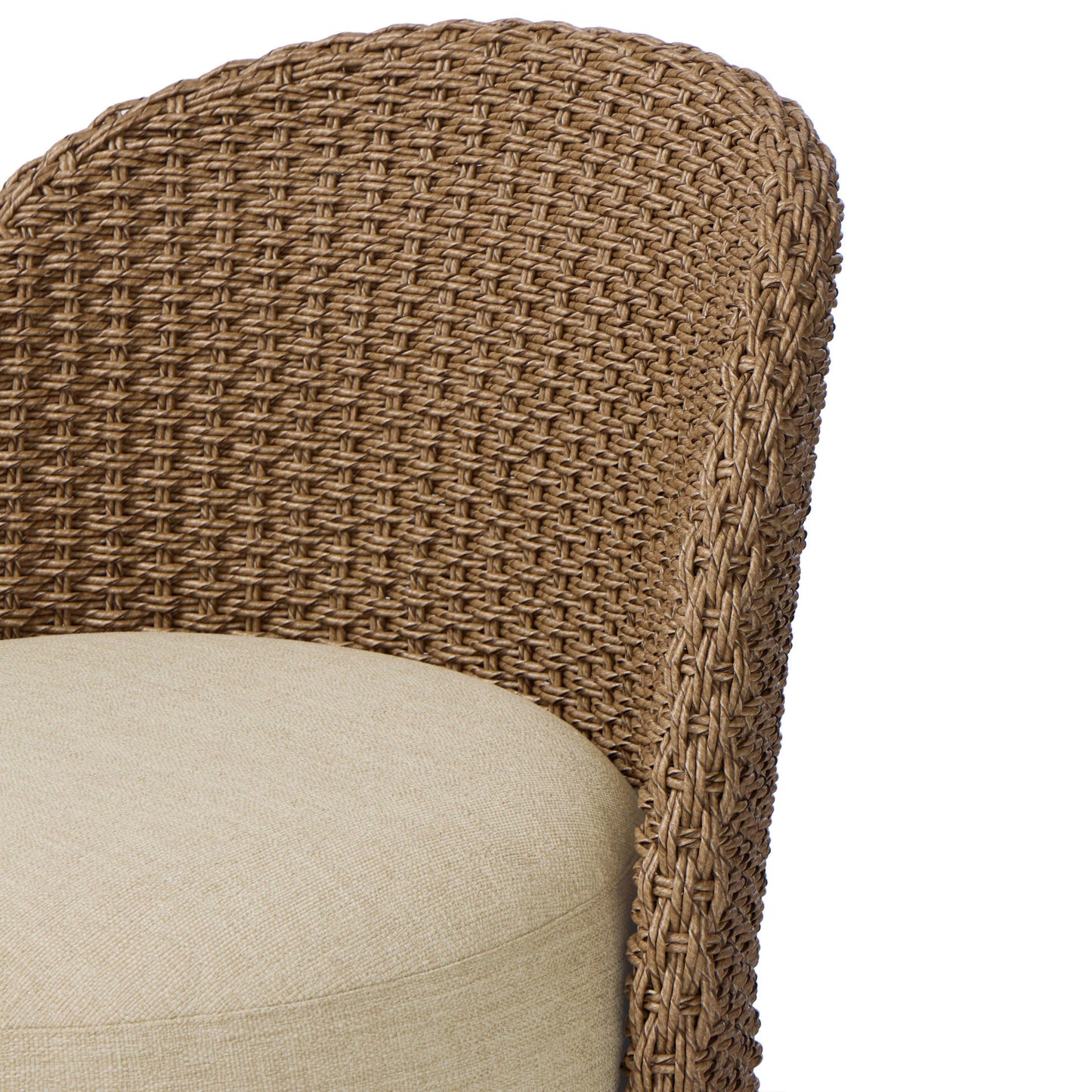 Woven Faux Dark Hyacinth close up back chair view