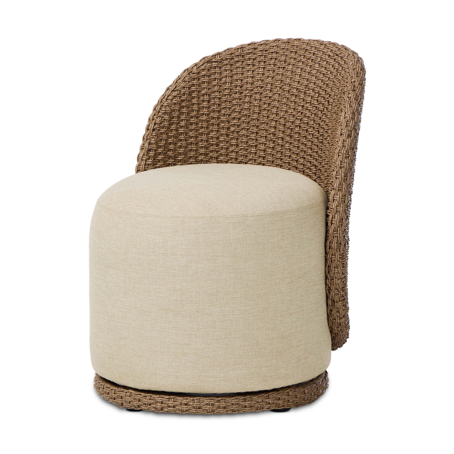 Randie Outdoor Dining Chair in Woven Faux Dark Hyacinth angled view