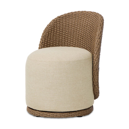 Randie Outdoor Dining Chair in Woven Faux Dark Hyacinth angled view