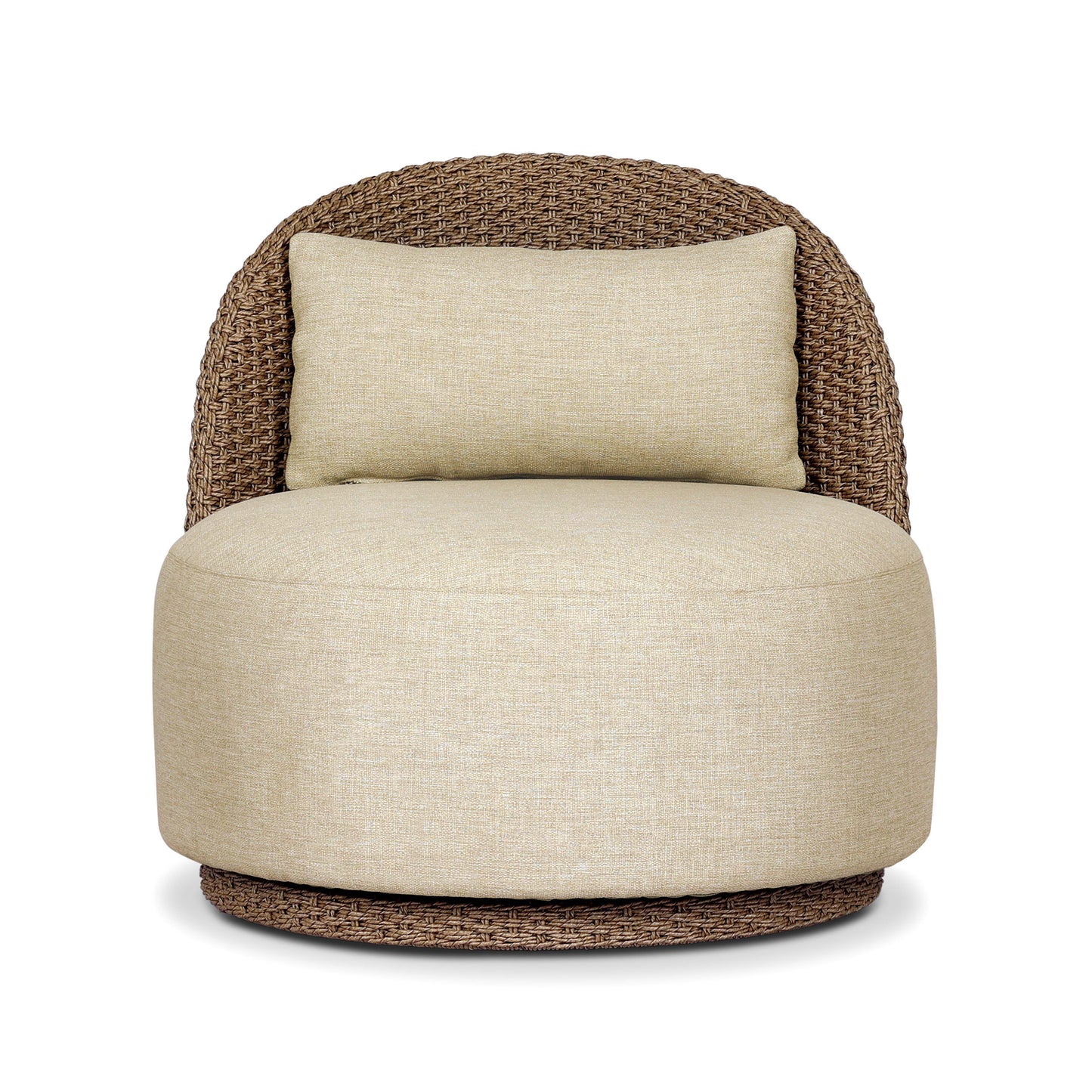Randie Outdoor Swivel Chair in Woven Faux Dark Hyacinth