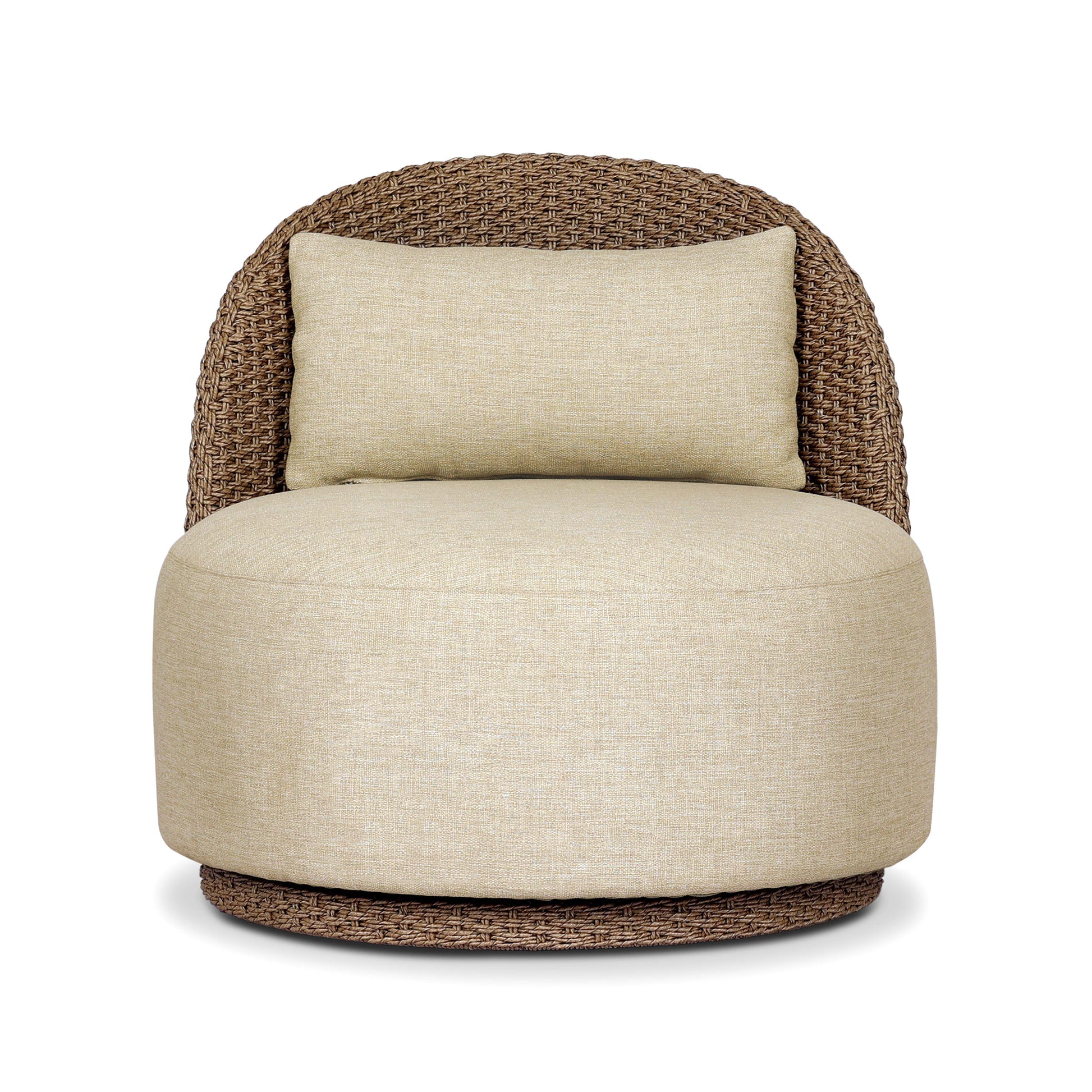 Randie Outdoor Swivel Chair in Woven Faux Dark Hyacinth