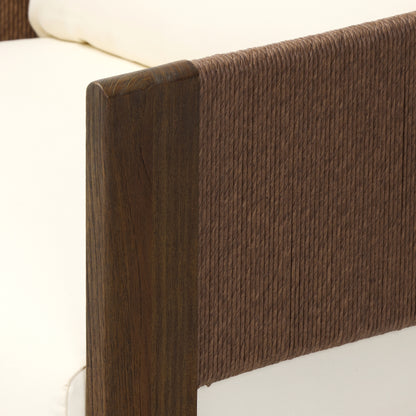 Adrian Outdoor Chair close up view of woven armrest view