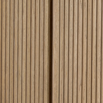 Delphine Cabinet close up of wood paneling on cabinet doors