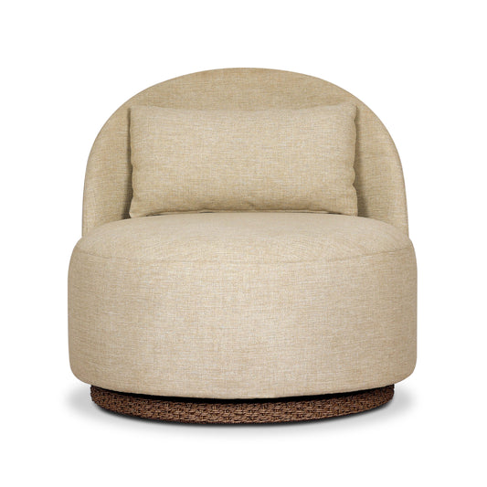Randie Outdoor Swivel Chair in Upholstered Alessi Buff