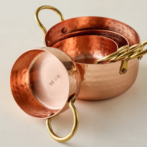 Hammered Copper Gold Measuring Cups