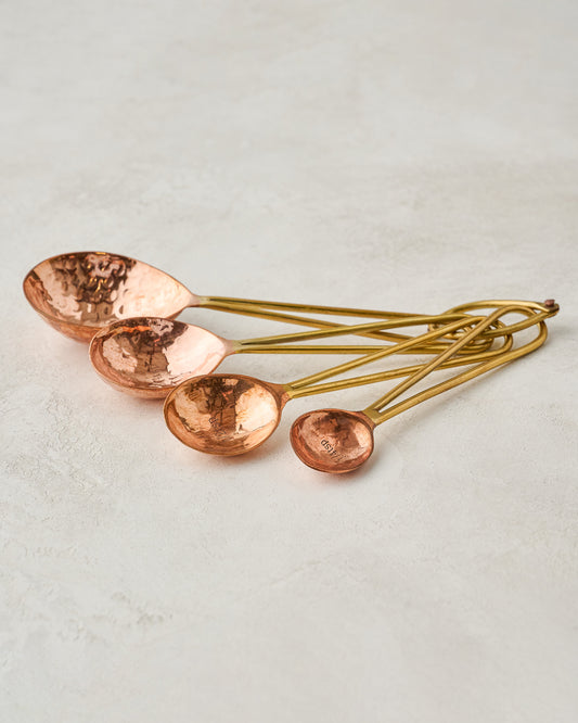 Hammered Copper and Gold Measuring Spoons