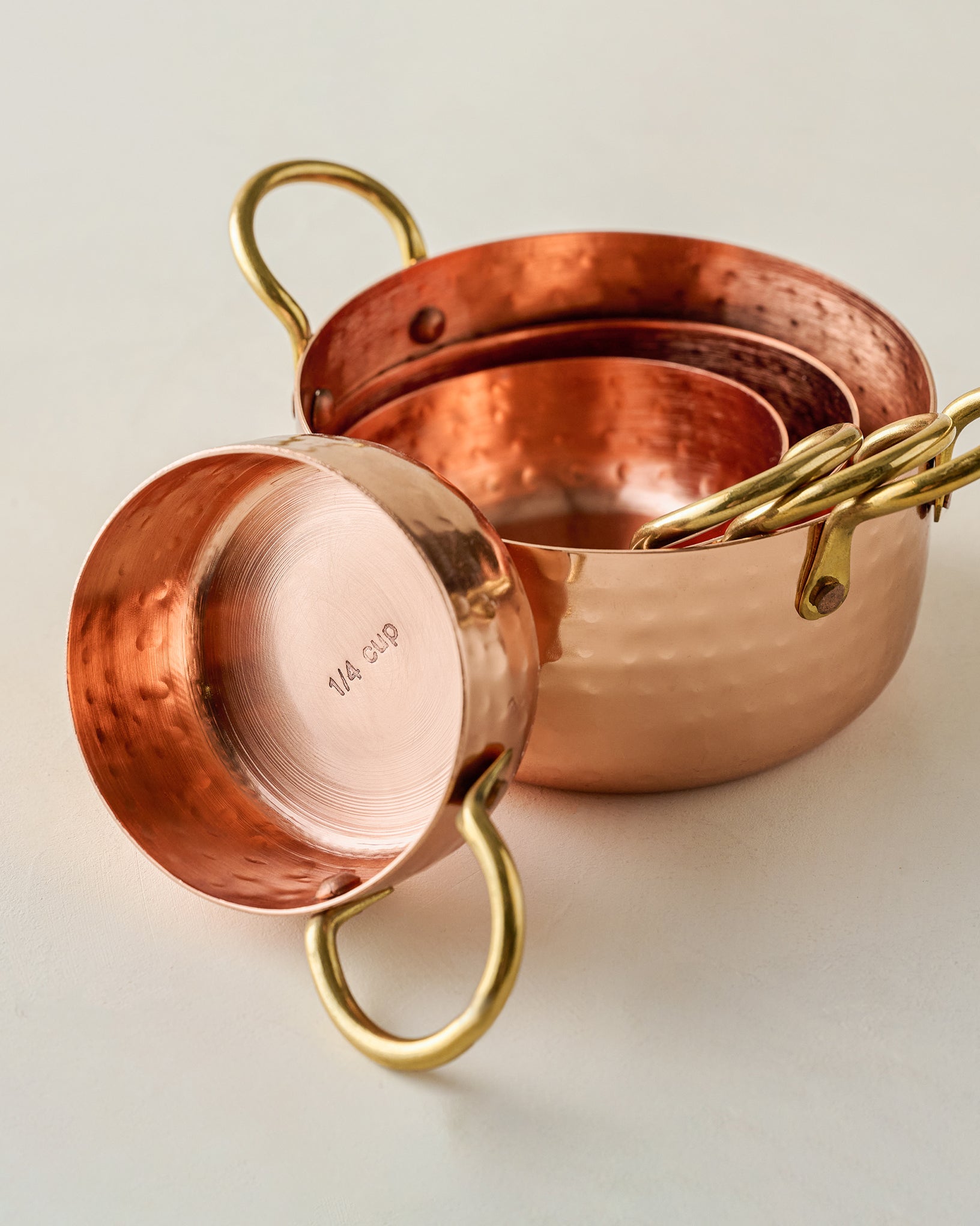 Hammered Copper & Gold Measuring Cups
