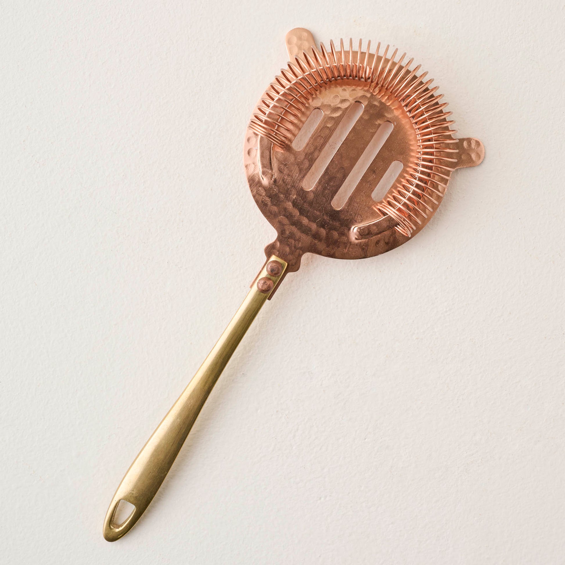 Hammered Copper and Gold Strainer