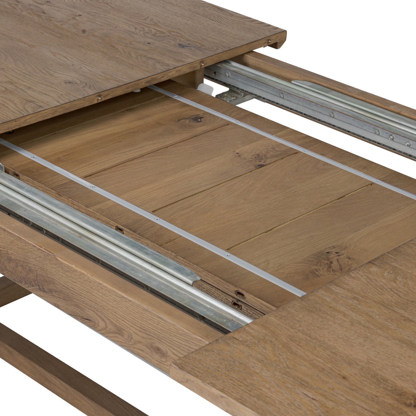 Julius Extension Dining Table close up inside of table compartment