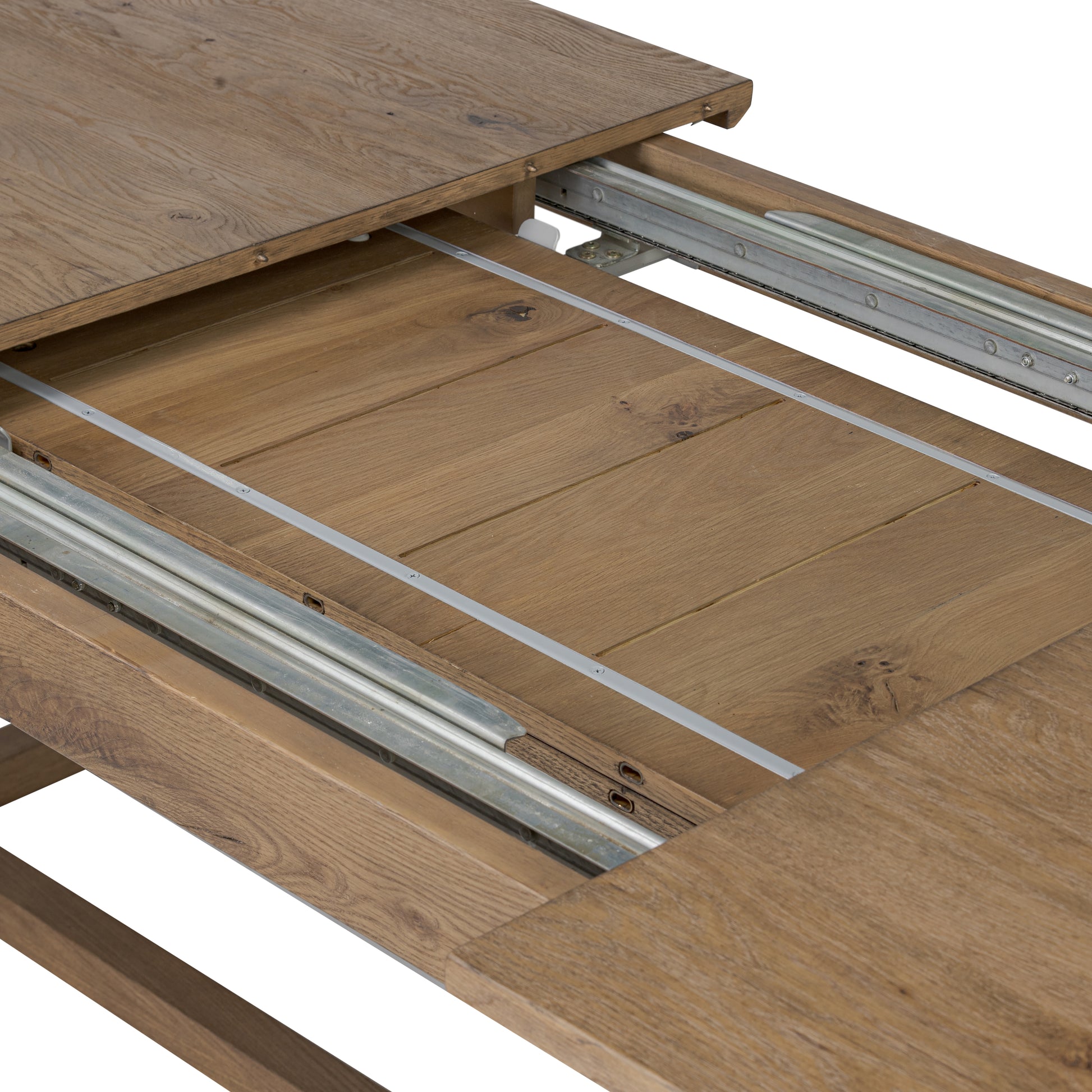 Julius Extension Dining Table close up inside of table compartment