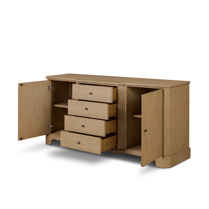 Pippa Sideboard angled view of all doors and drawers pulled out