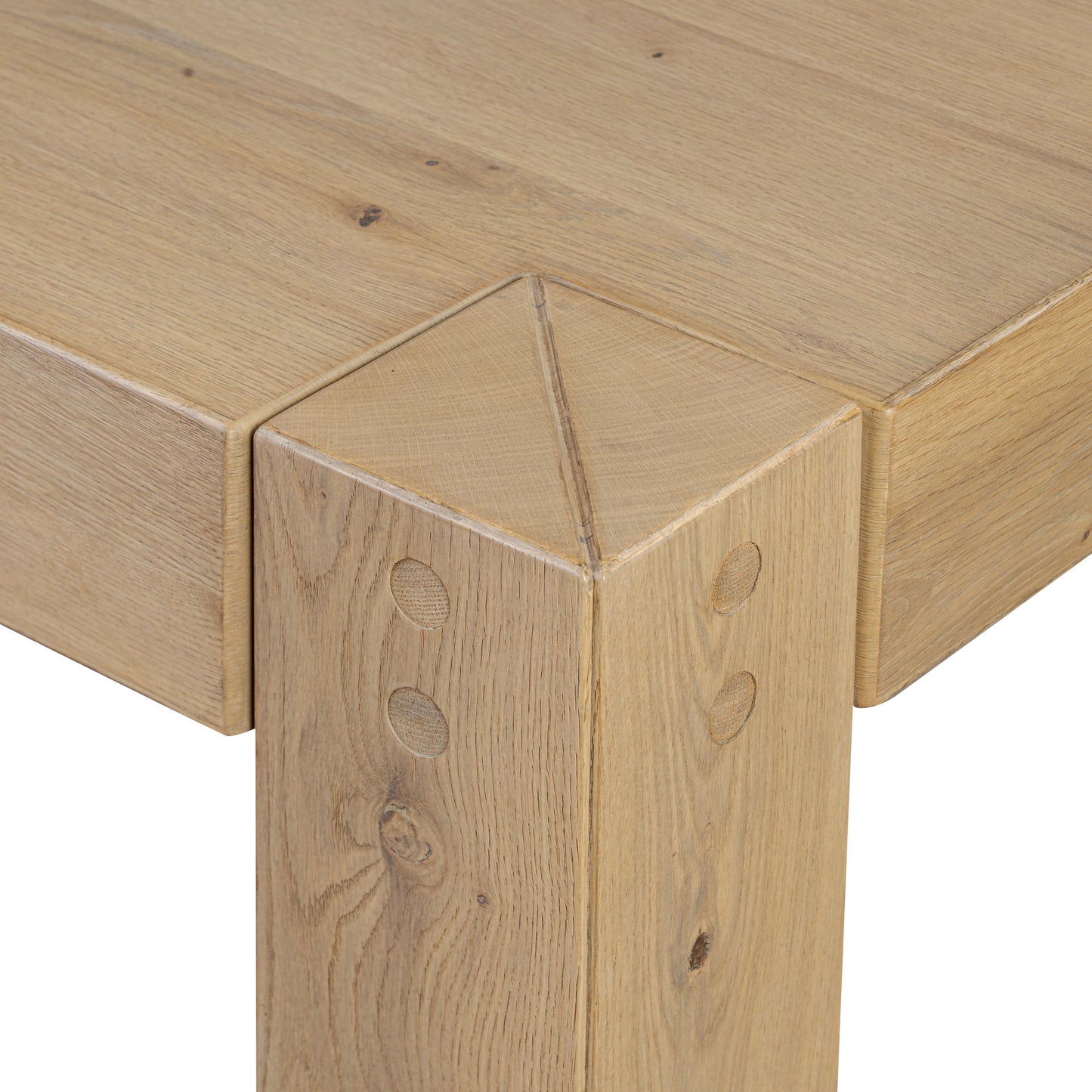 Brooke Dining Table close up view top of square leg view