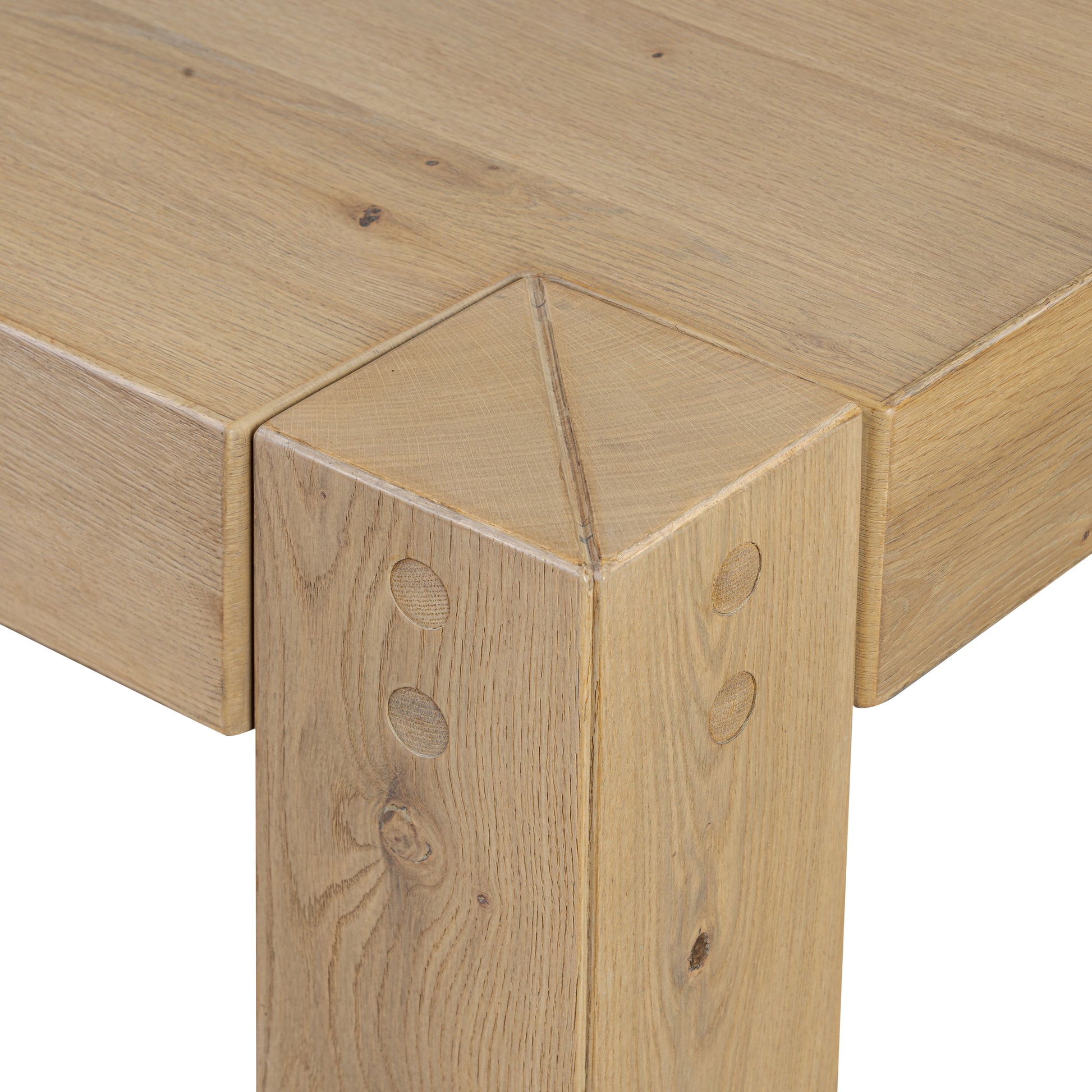 Brooke Dining Table close up view top of square leg view