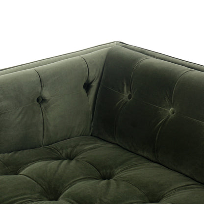 78" Sapphire Olive Venvet Elsie Sofa corner up close